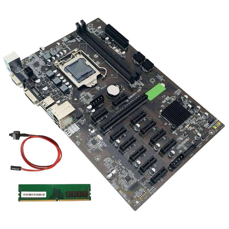 B250 Btc Mining Motherboard with Ddr4 8g 2666mhz Ram+switch Cable