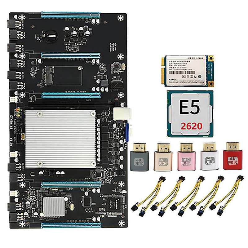Motherboard with E5 2620 Cpu+128g Ssd+virtual Display+power Cable