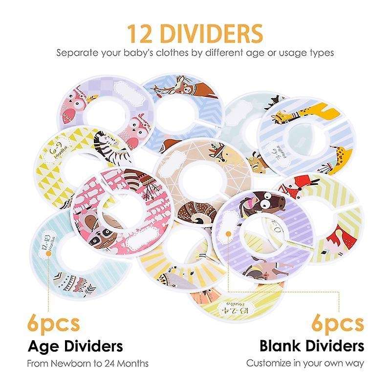 12pcs Round Flower Print Child Clothes Rack Size Dividers