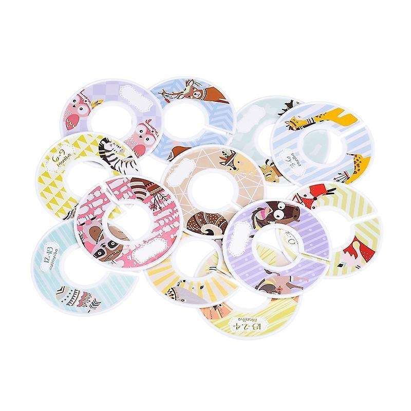 12pcs Round Flower Print Child Clothes Rack Size Dividers