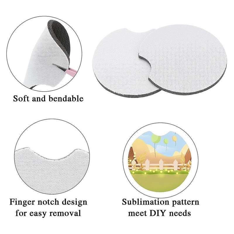 30pcs Sublimation Blank Car Coasters with Finger Notch for Diy Making