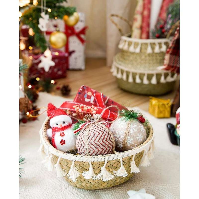 Plant Basket with Tray,tassel Macrame Woven Seagrass Baskets Decorate