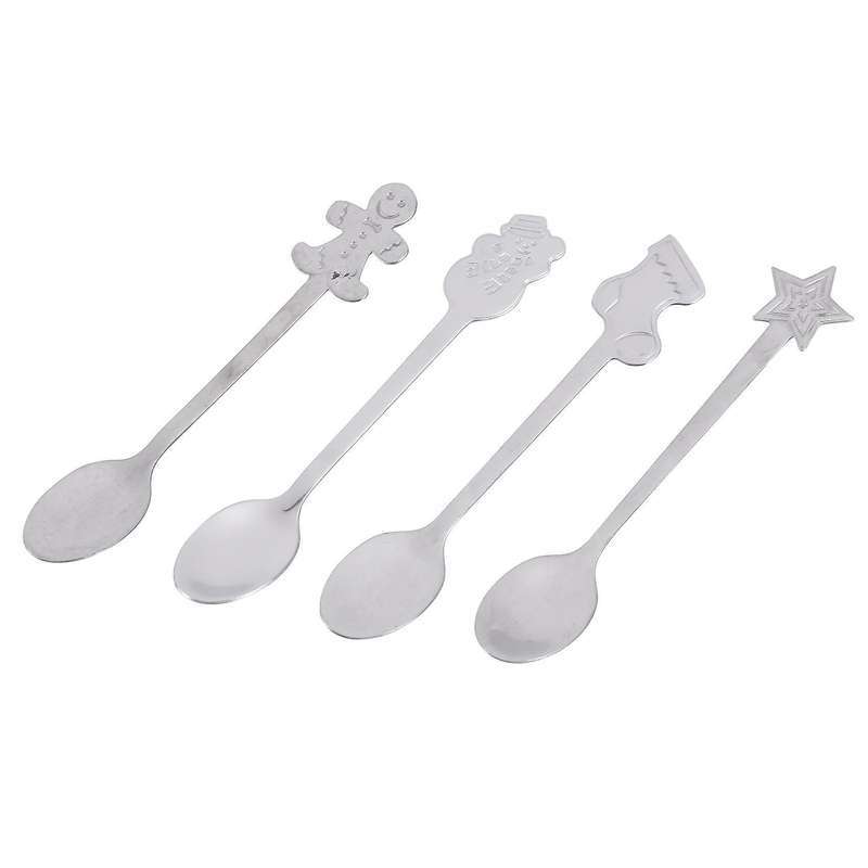20pcs Spoon Set Xmas Creative Stainless Steel Coffee Scoop Tea Spoons