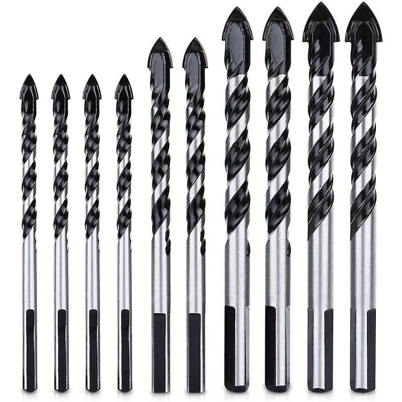 10pcs Masonry Tile Drill Bit for Brick Concrete Wall Wood Plastic