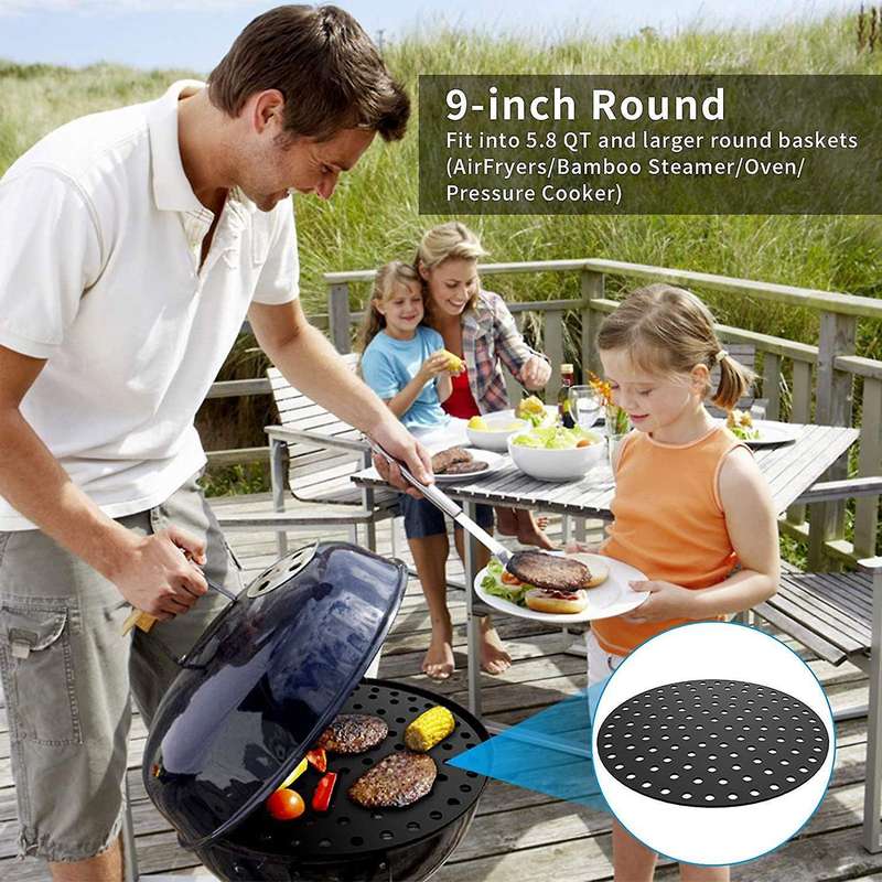 2pcs 9 Inch Silicone Air Fryer Liners for Ninja Gourmia Power Xl