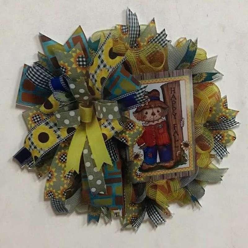 Harvest Festival Wreath Scarecrow Fall Pendant Decoration Wreath B