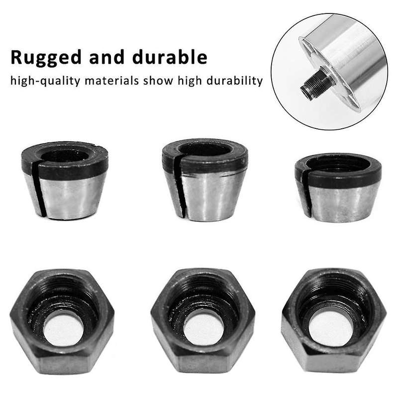6pcs Router Collet 6/6.35/8mm Chuck Head Adapter for Drill Engraving