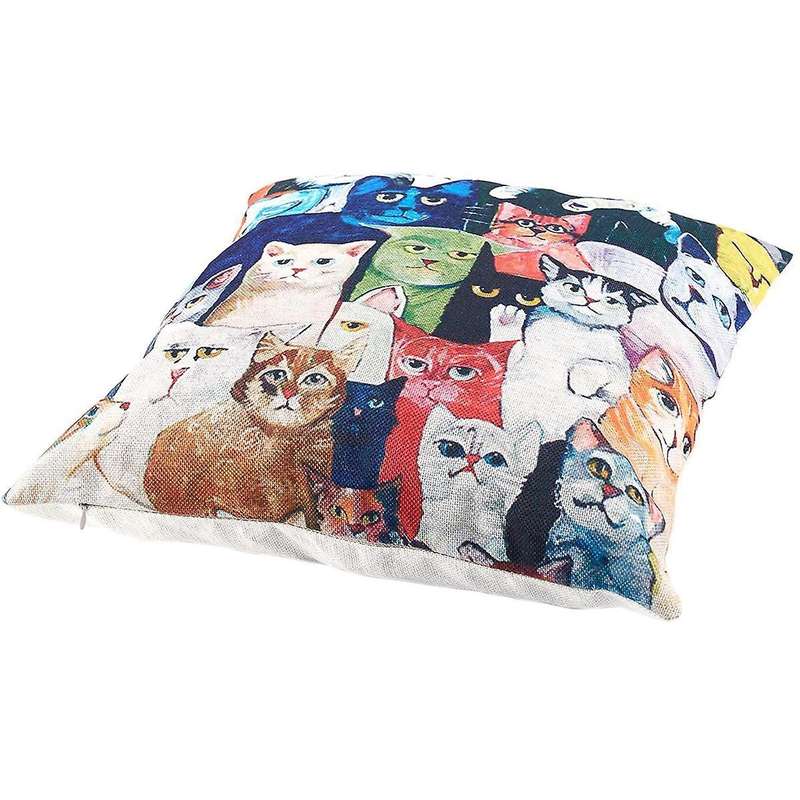 Flax Decorative Pillow Case Cushions 45 X 45cm Cat Pattern