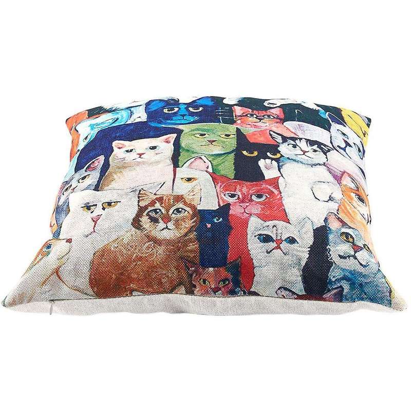 Flax Decorative Pillow Case Cushions 45 X 45cm Cat Pattern