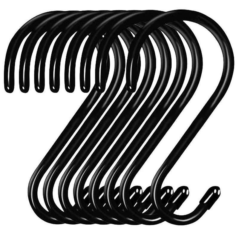 8 Pcs Large Vinyl Coated S Hooks 6 Inch, Steel Metal Closet Hook