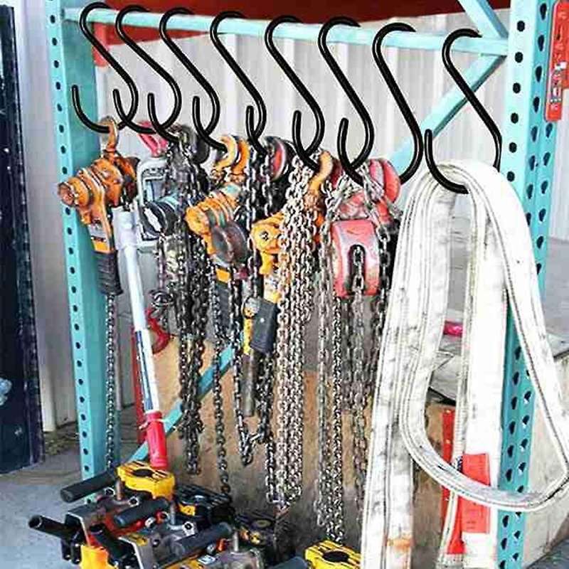 8 Pcs Large Vinyl Coated S Hooks 6 Inch, Steel Metal Closet Hook