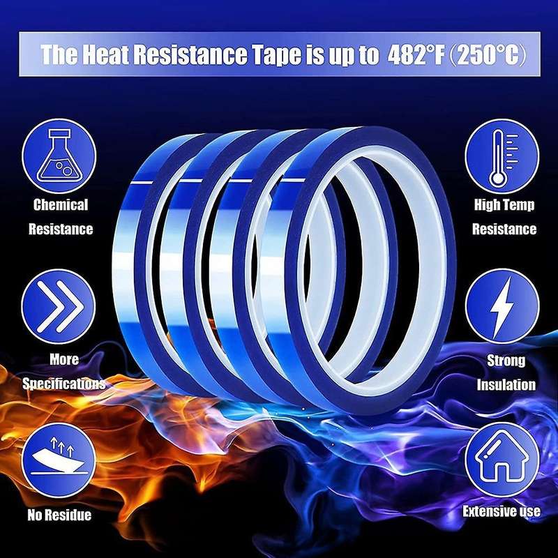 4 Rolls 10mmx33m Blue Heat Tape Transfer for Heat Sublimation Press