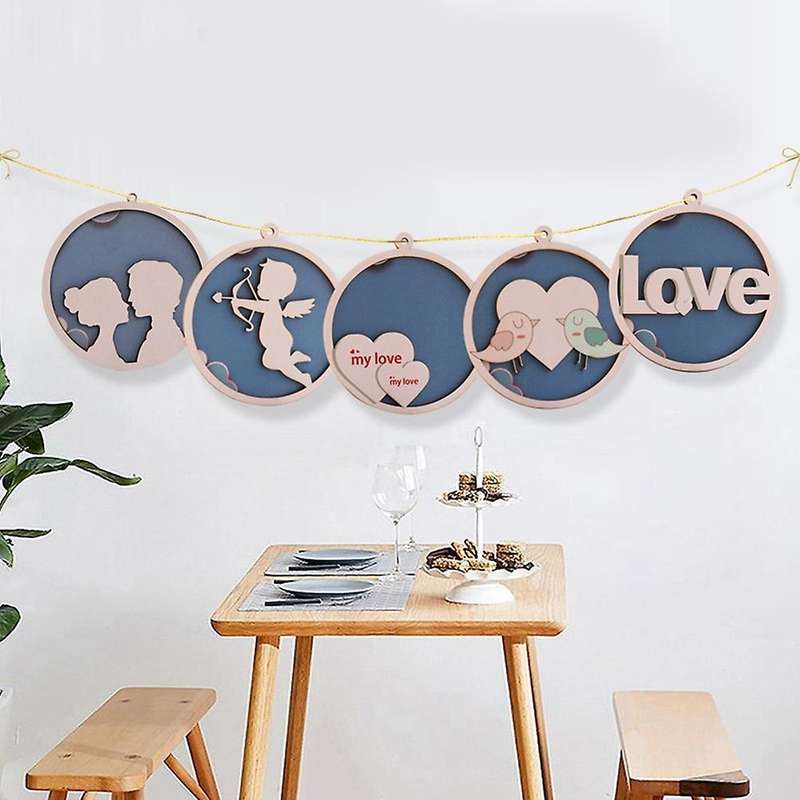 5pcs Handicraft Wooden Round Pendant Wood Crafts