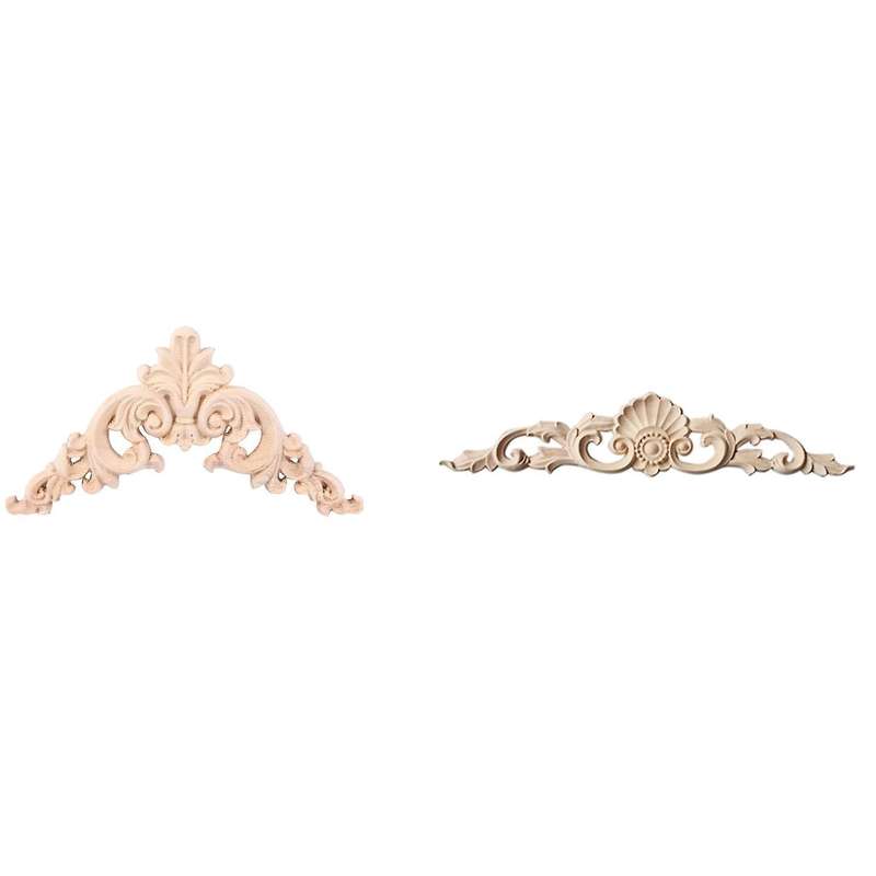 1pcs Rubber Wood Carved Corner Onlay Applique (30 X 7cm)