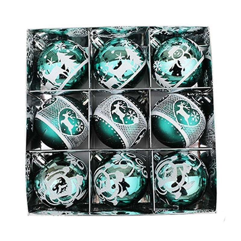 9pcs Christmas Balls Christmas Tree Decor Hanging for Home(green)