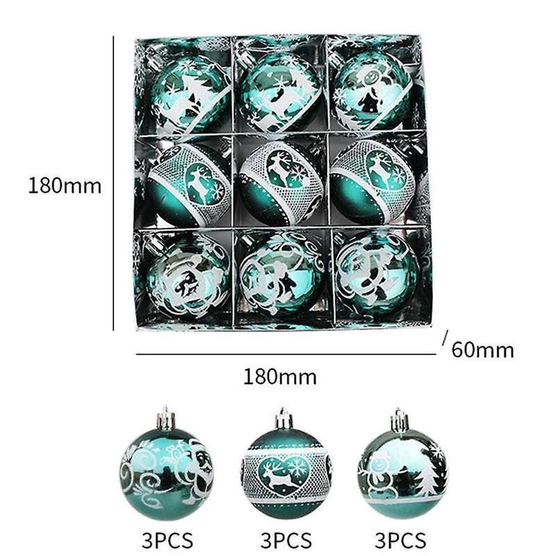 9pcs Christmas Balls Christmas Tree Decor Hanging for Home(green)