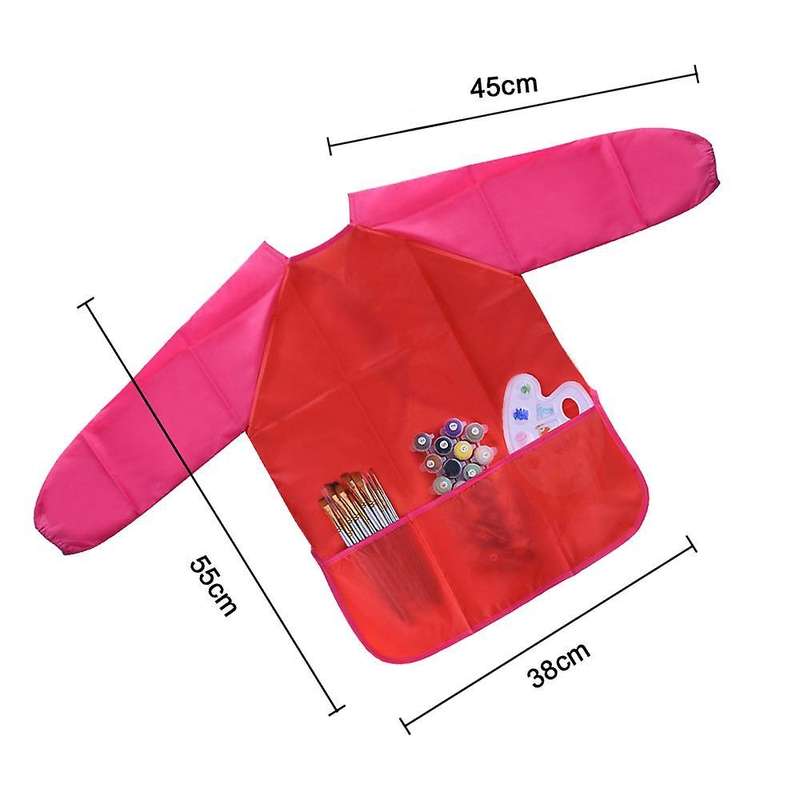 Waterproof Children's Drawing Blouse Children's Art Apron Red
