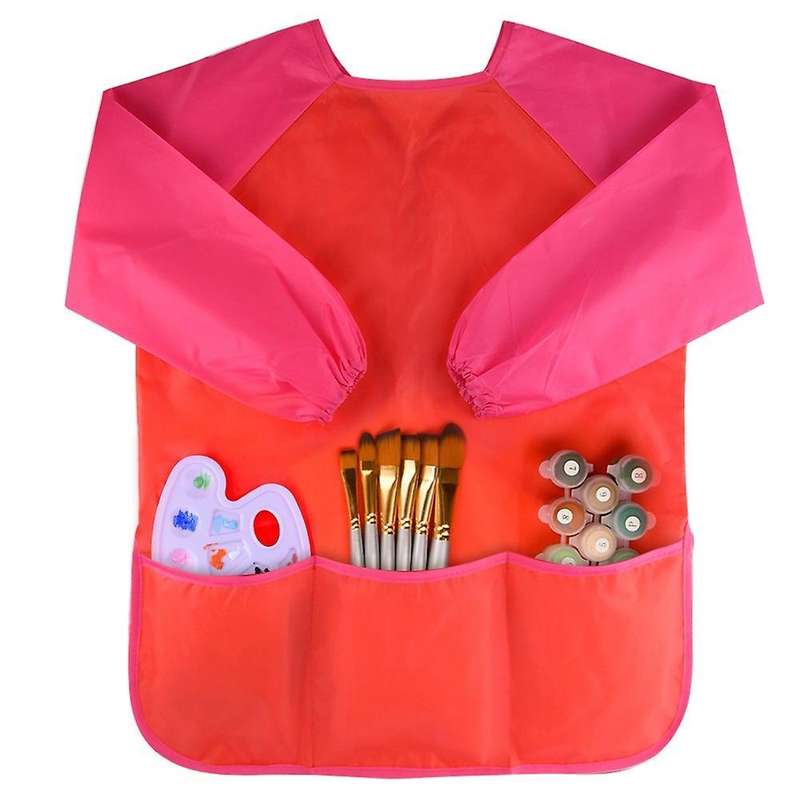 Waterproof Children's Drawing Blouse Children's Art Apron Red