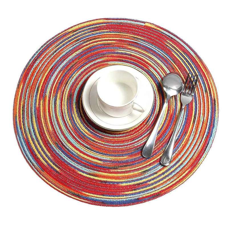 Round Braided Placemats Set Of 4 Decorative Colorful Placemats
