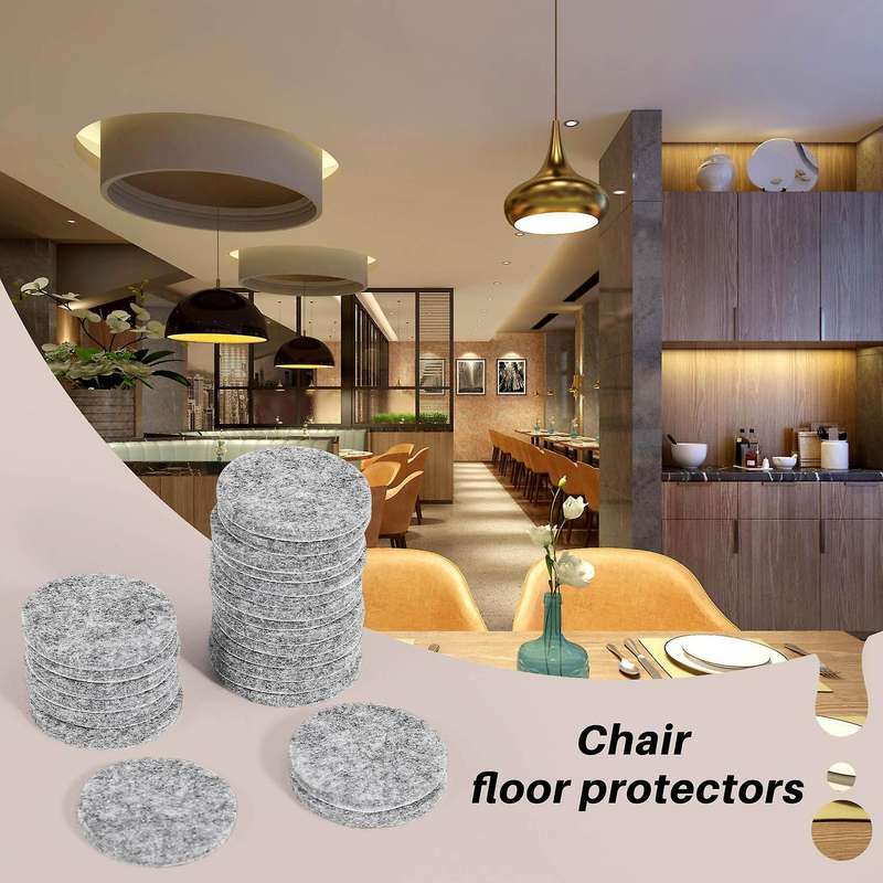 50pcs Round Shaped Table Chair Furniture Leg Felt Mat Pad Gray