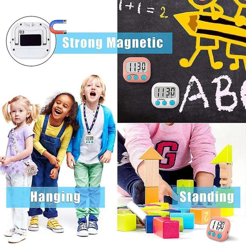 2pack Classroom Timers for Teachers Kids Digital Timer Pink White