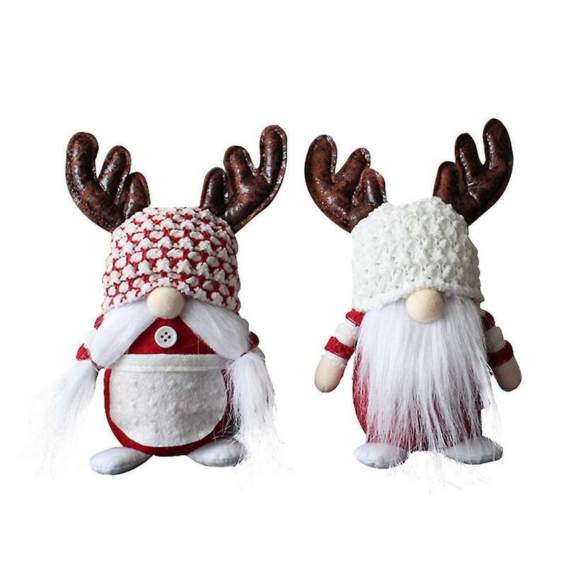 Christmas Faceless Doll Ornaments Antlers Old Man Doll White B