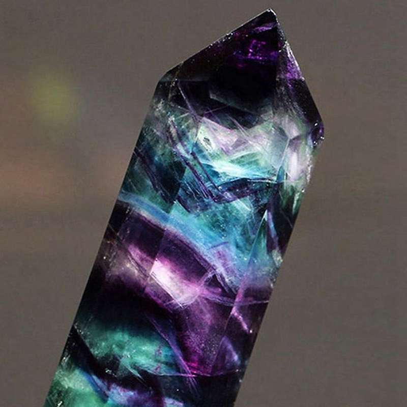 Natural Fluorite Crystal Tower Hexagonal Faceted Prism Figurine 5-6cm