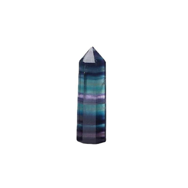Natural Fluorite Crystal Tower Hexagonal Faceted Prism Figurine 5-6cm