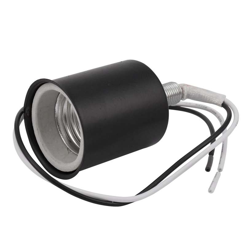 3x E27 Ceramic Base Socket Adapter Metal Lamp Holder with Wire Black