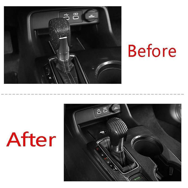 Black Carbon Fiber Car Gear Shift Knob Cover for Honda Civic 2022