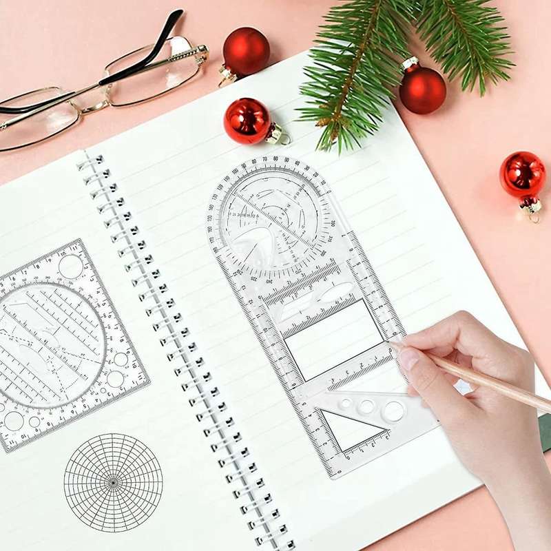 4pcs Multifunctional Geometric Drawing Ruler Measuring Draft Rulers