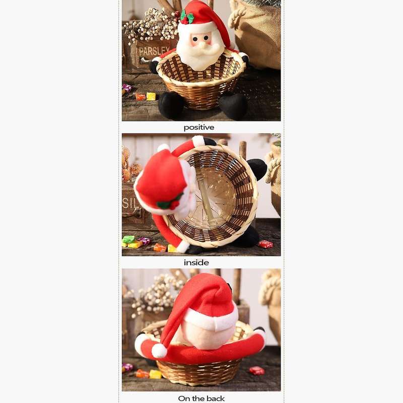 Christmas Candy Basket Storage Container Decoration Santa Claus- E