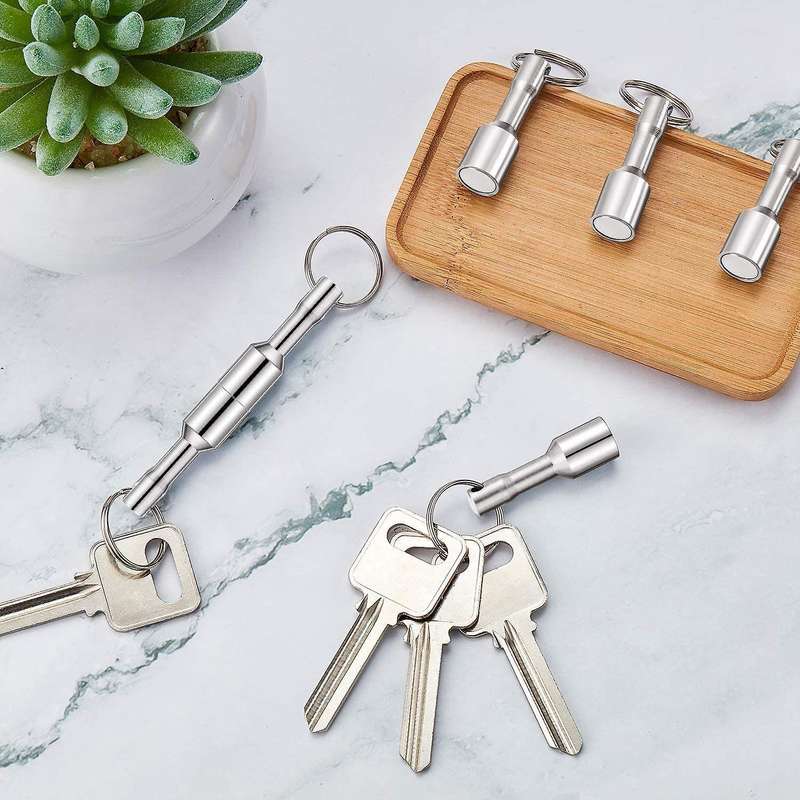 6 Pieces Metal Magnet Keychain Holder with Split Ring Jewelry Test