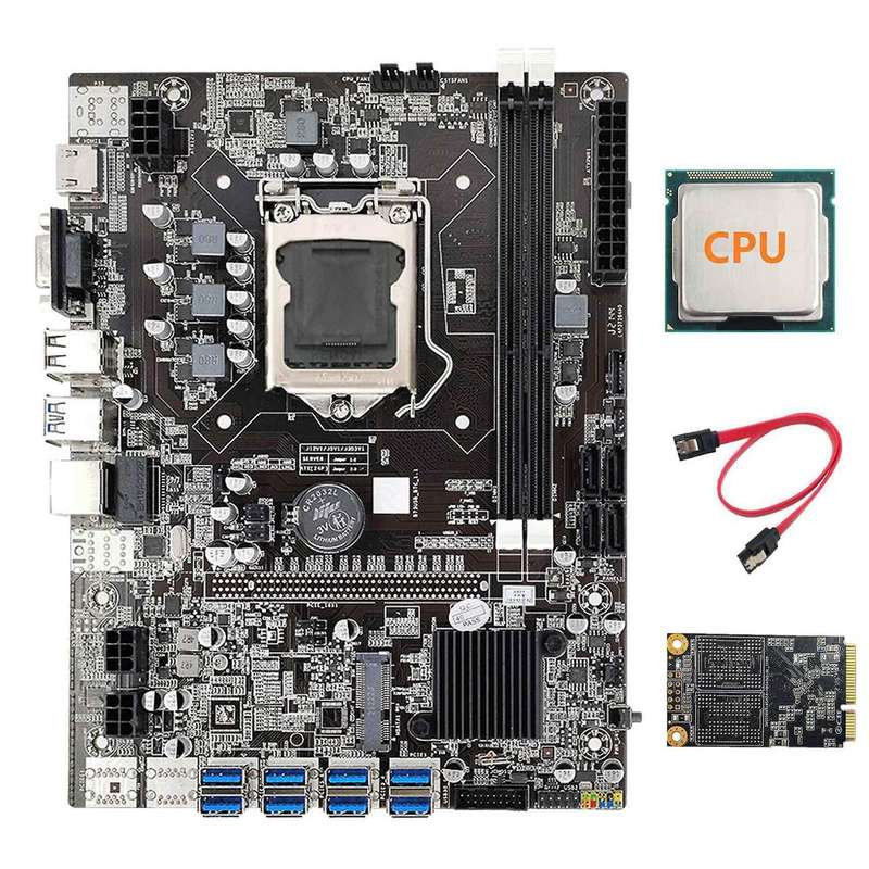 B75 Eth Mining Motherboard+cpu+128g Msata Ssd+sata Cable