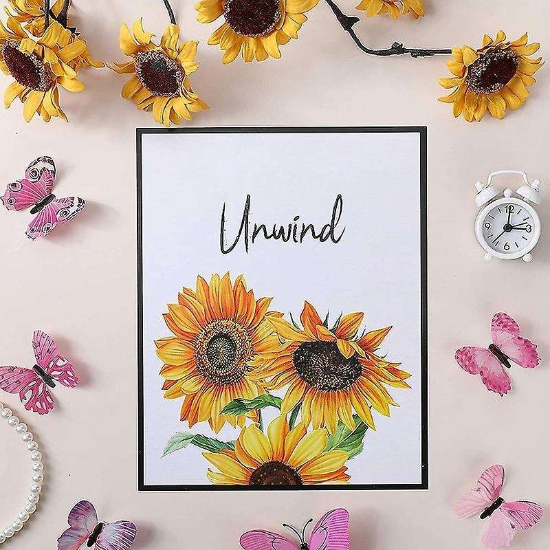 6 Pieces Sunflower Bathroom Decor Relax Soak Unwind Wall Painting Art
