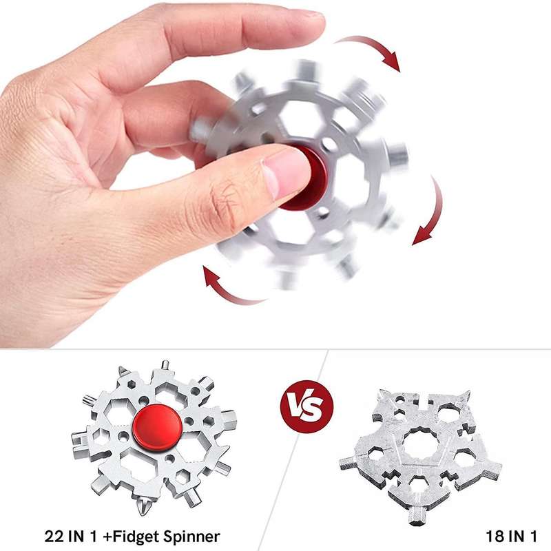 22-in-1 Snowflake Multitool with Multitool Card Snowflake Wrench C