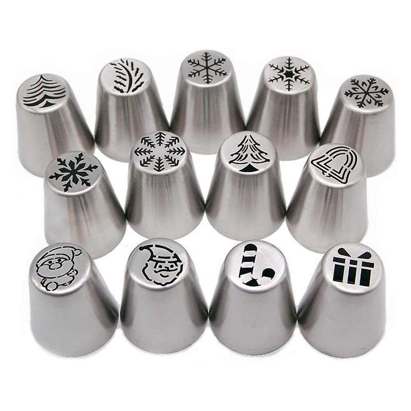 13 Pieces Of Christmas Flower Frosting Head Cake Decorating Supplies