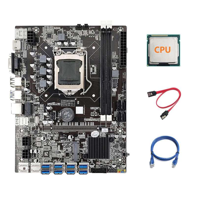 B75 Eth Mining Motherboard 8xpcie Usb Adapter+cpu+sata Cable Lga1155