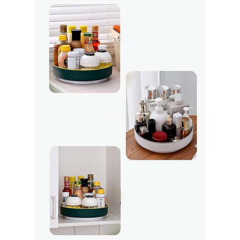 360 Rotating Spice Rack Kitchen for Bathroom, Cabinets-green+yellow