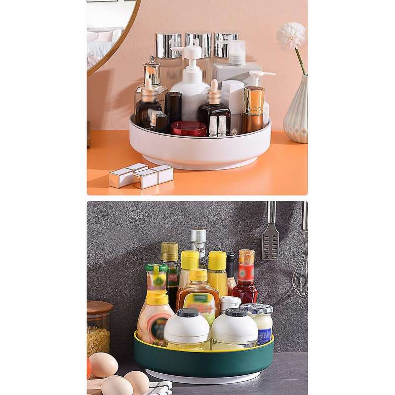 360 Rotating Spice Rack Kitchen for Bathroom, Cabinets-green+yellow