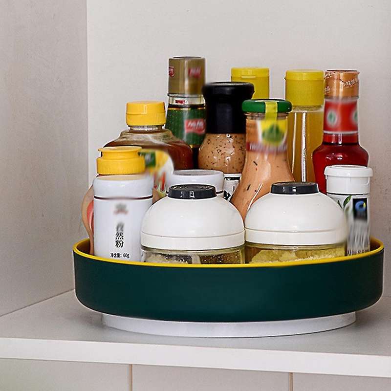 360 Rotating Spice Rack Kitchen for Bathroom, Cabinets-green+yellow