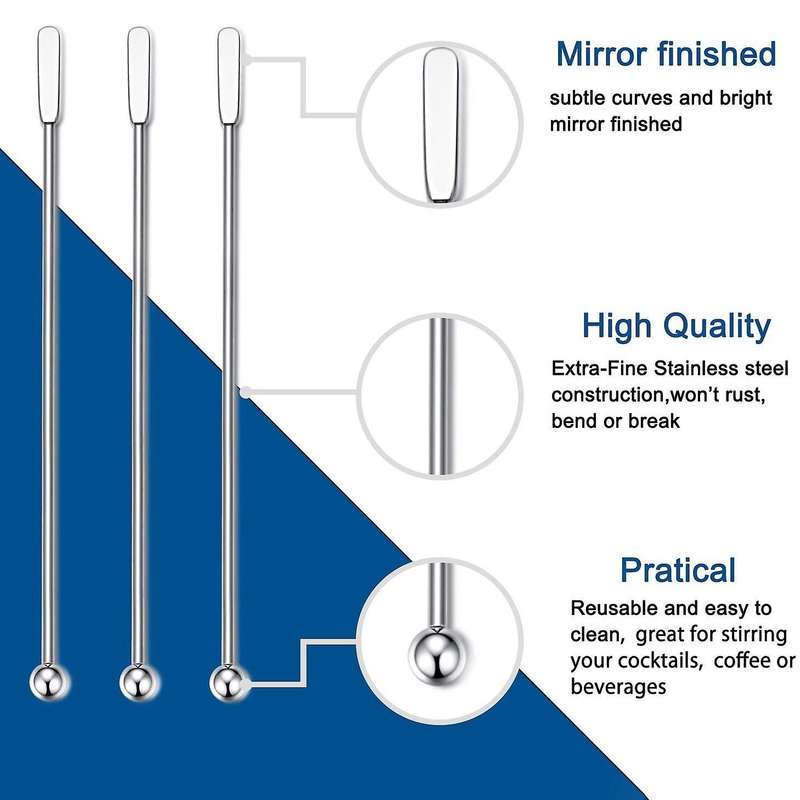 12pcs Swizzle Sticks, Premium Cocktail Beverage Drink Stirrer Stick