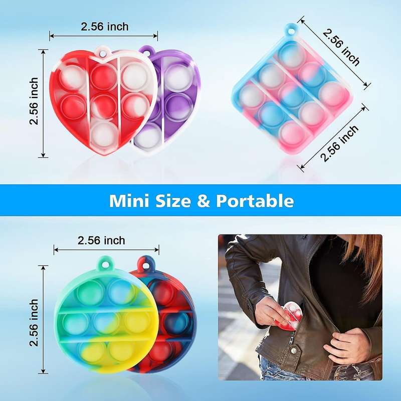 5pcs Mini Fidget Sensory Toy Silicone Keychain Toy Decompression