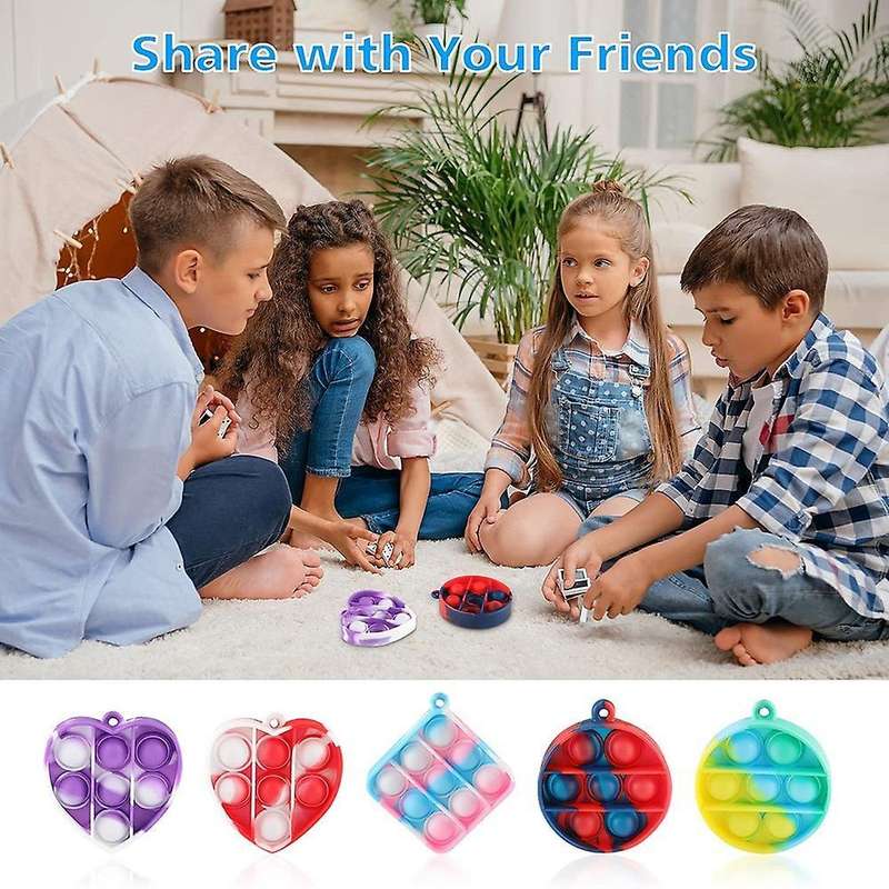 5pcs Mini Fidget Sensory Toy Silicone Keychain Toy Decompression