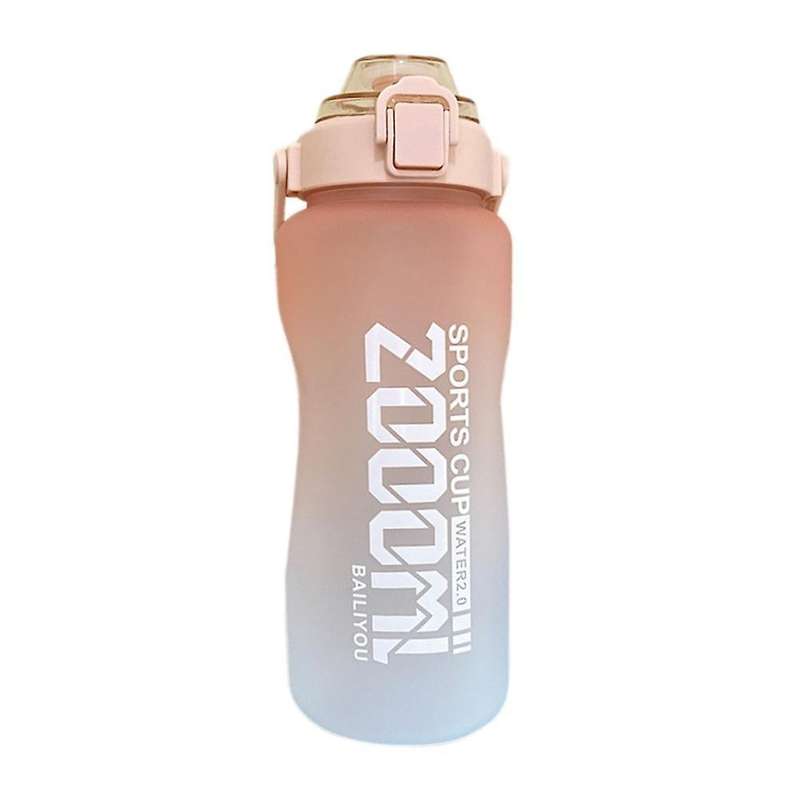 2000ml Large Water Bottle with Time Marker Portable Leakproof -d