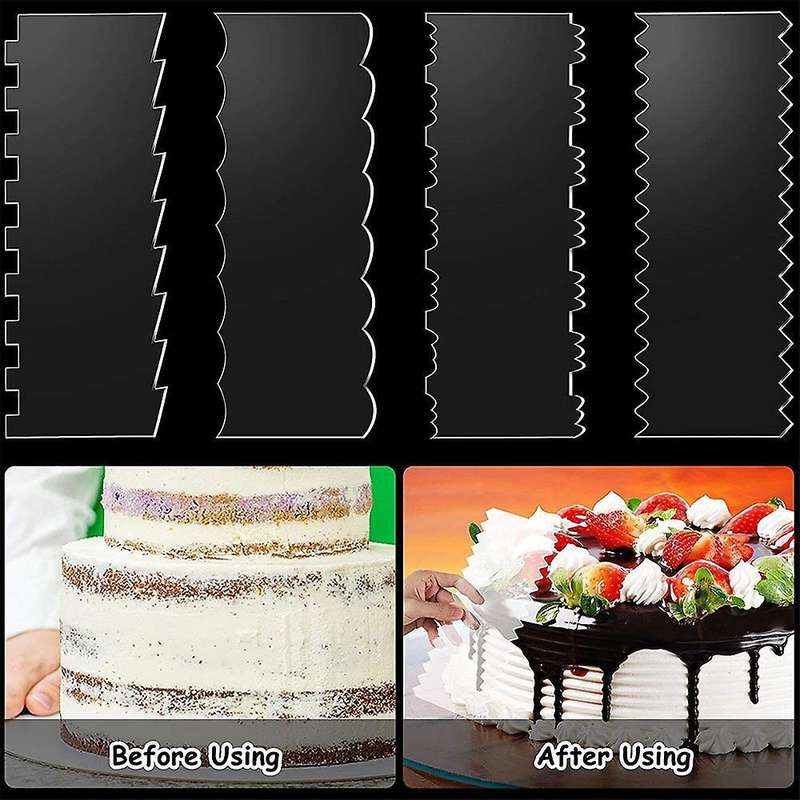 4pcs Transparent Acrylic Cake Scraper Kitchen Baking Tools Decorating
