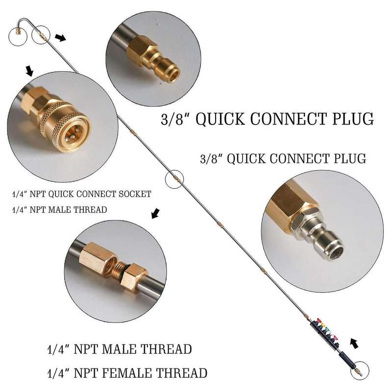Pressure Washer Extension Wand,washer Lance with 5 Spray Nozzle Tips