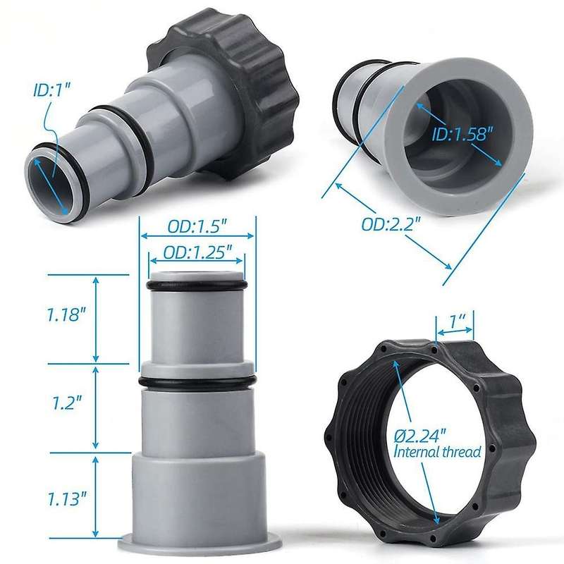 Pool Hose Adapter with Collar for Intex Threaded Connection Pump
