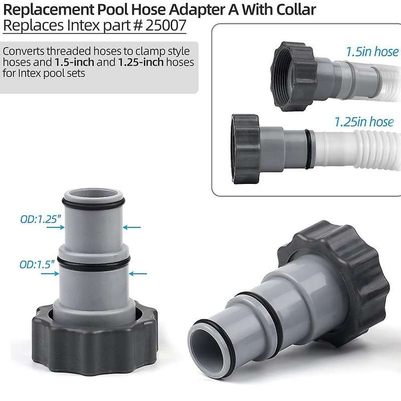 Pool Hose Adapter with Collar for Intex Threaded Connection Pump