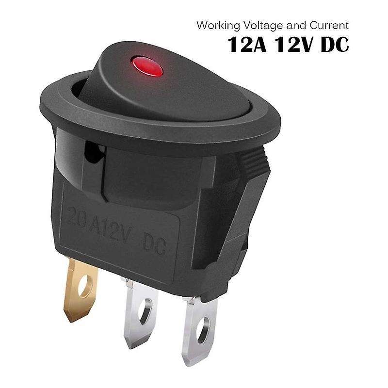 10pcs Spst Round Dot Switch 20a for Car Or Boat with Led ,red Light